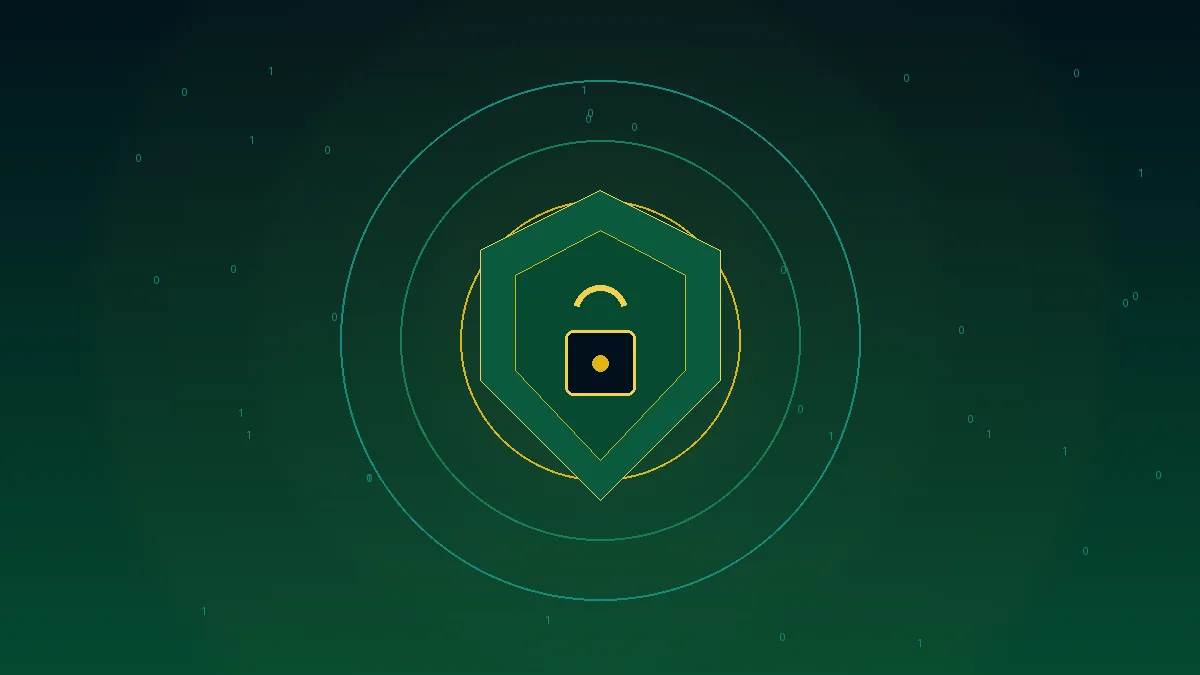 Shield and lock representing multi-layered cybersecurity defense